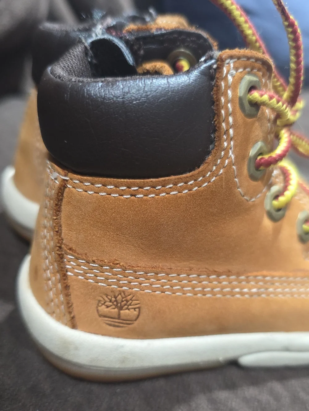 Timberland Baby Tan Leather-Look High-Top Sneaker-boots Size 4.5 Baby